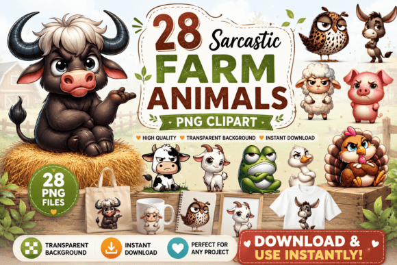 28 Sarcastic Farm Animals Clipart: Injecting Unfiltered Humor Into Modern Design