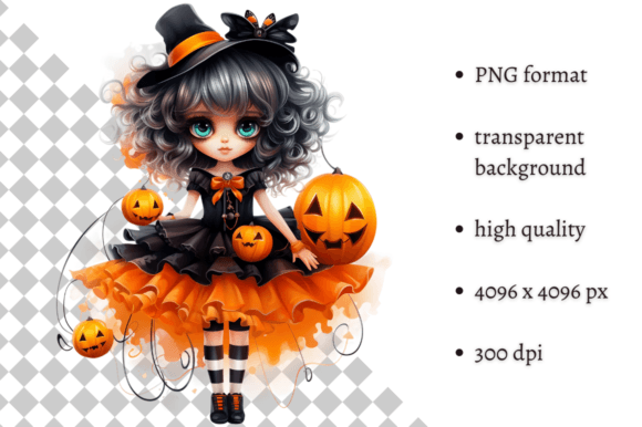 Adorable Spookiness: The Cute Halloween Girl PNG Clipart