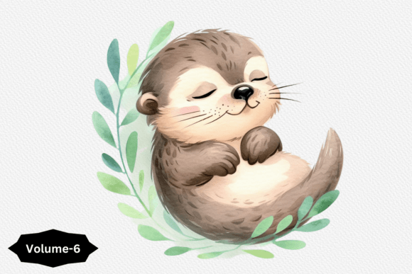Adorable Watercolor Kawaii Otter Clipart for Your Projects