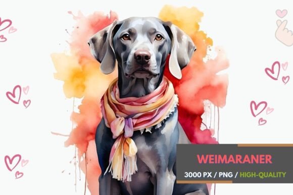Adorable Weimaraner Watercolor Clipart for Creative Projects