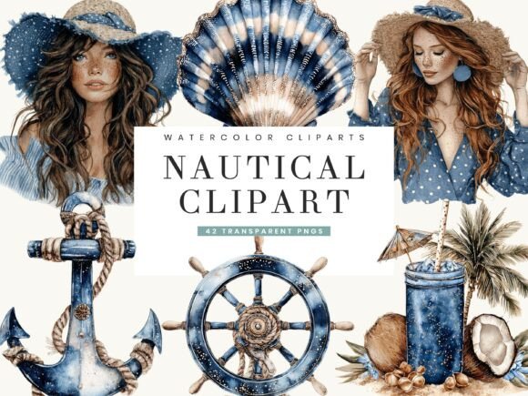 Bring the Coast to Your Canvas: Watercolor Nautical Coastal Clipart