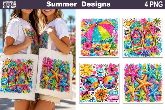 Colorful Beach Vacation Art for Summer Projects