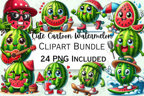 Cute Cartoon Watermelon Clipart: A Design Asset for Joyful Branding