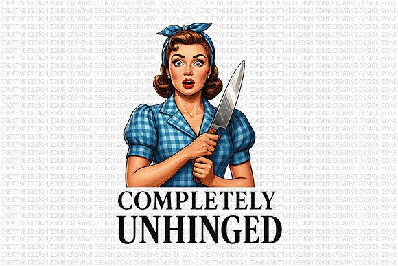 Funny Unhinged Woman PNG: Bold Retro Humor for Your Designs