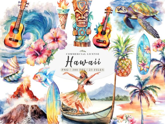 Infuse Aloha Spirit into Every Design with Hawaii Watercolor Tiki Art