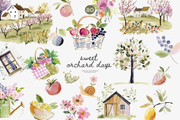 Orchard Watercolor Clipart: A Guide to Cottagecore Design