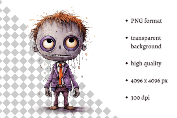 Purple Halloween Zombie PNG Clipart: A Playful Twist for Spooky Designs
