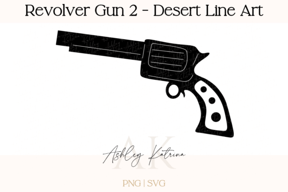 Revolver Gun 2: Western Desert Line Art for Authentic Projects