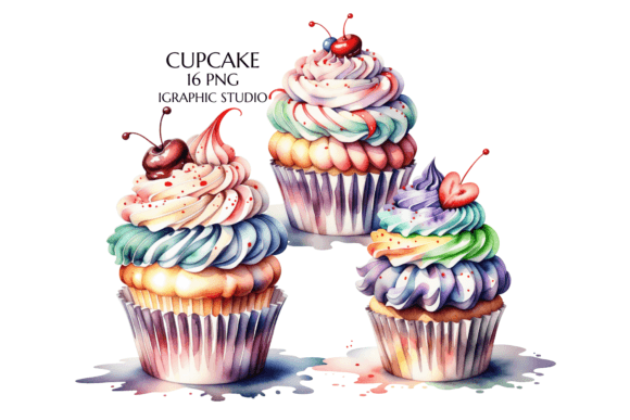 Sweeten Your Designs with Watercolor Cupcake Clipart
