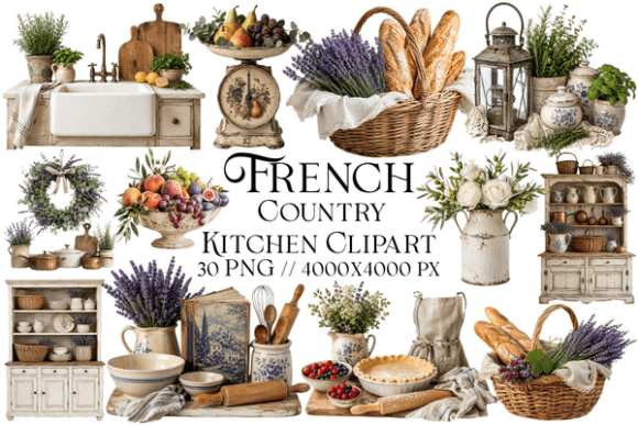 Timeless Rustic Elegance with French Country Kitchen Clipart