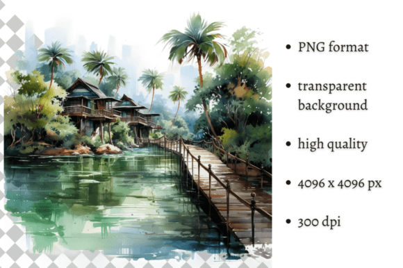 Tropical Thailand Landscape Clipart: Your Design Escape