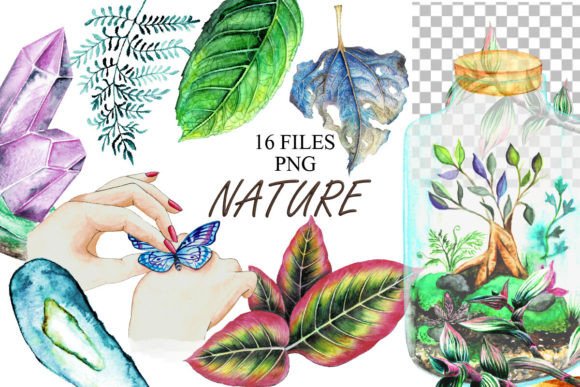 Watercolor Nature Clipart: Sublimation-Ready Digital Art