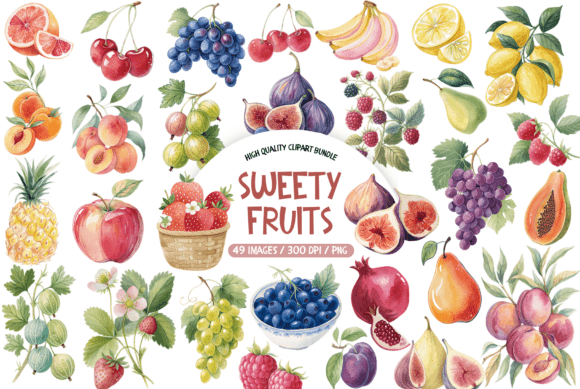 Watercolor Sweety Fruits Clipart Bundle for Creative Projects