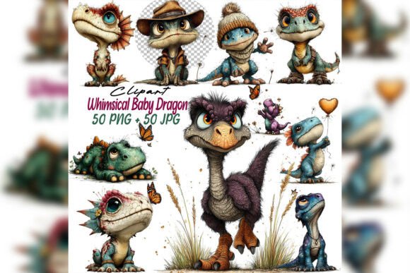 Whimsical Baby Dragon Clipart: Infuse Projects with Storybook Magic