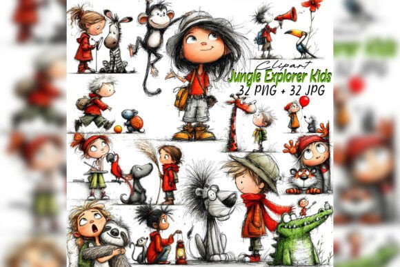 Whimsical Jungle Explorer Kids Clipart: A Creative Toolkit