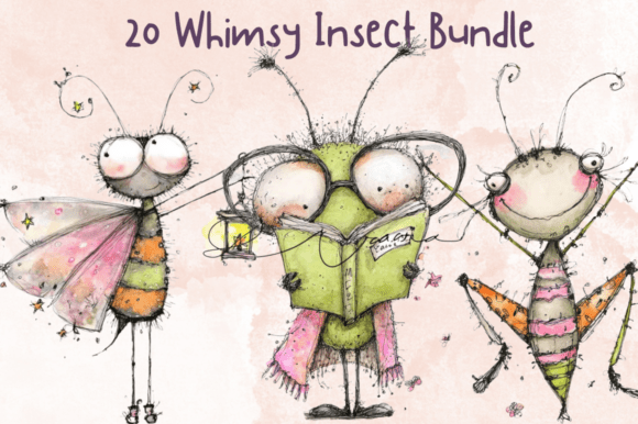 Whimsical Quirky Insect Clipart Bundle: Infusing Playful Charm
