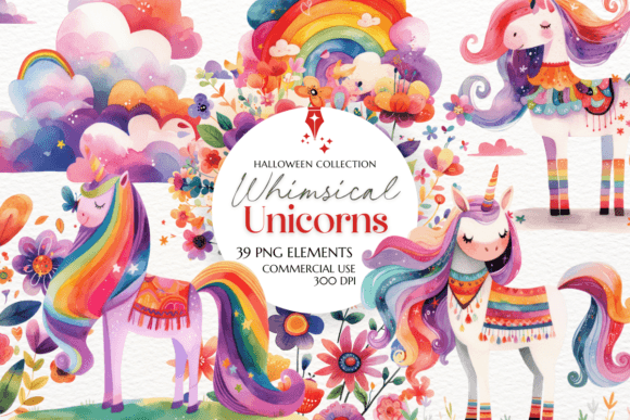 Whimsical Unicorns Clipart Sublimation: A Magical Design Asset